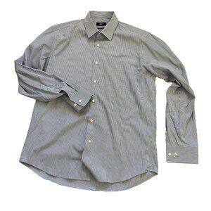 Hugo Boss Mens Regular Fit Blue & White Striped Dress Shirt 41/16